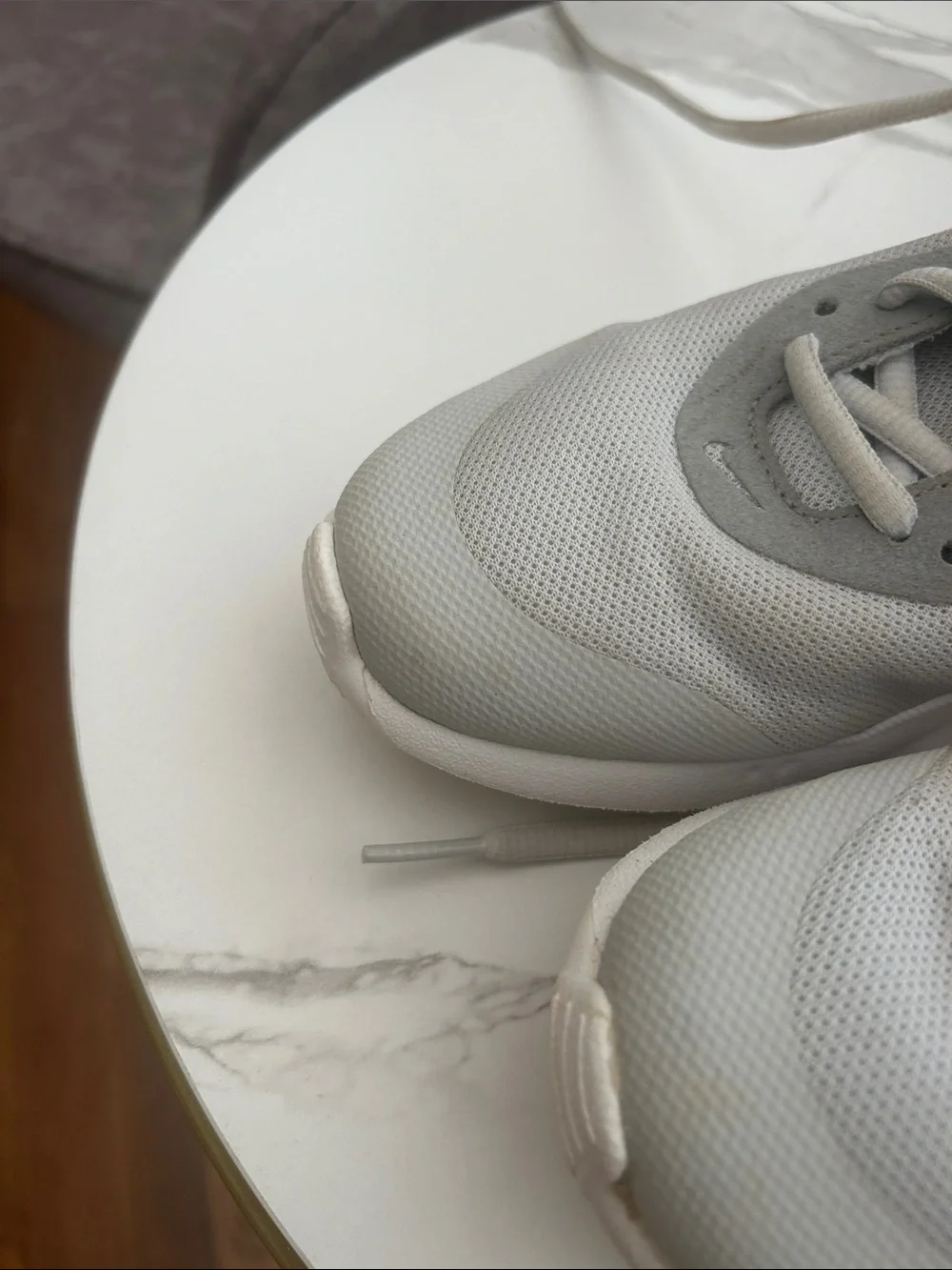 Nike Air Kids Grey Sneakers with Orange Swoosh